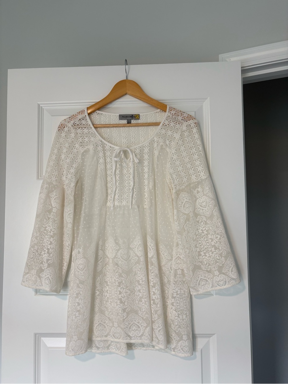 Boho Lace Peasant Tunic Size Large Coquette Romantic Indie Feminine Dreamy Top